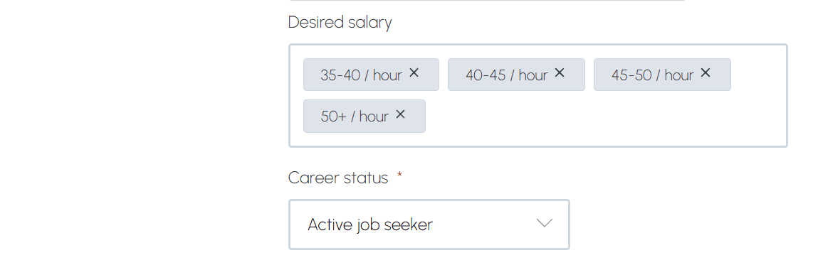 Desired Salary field