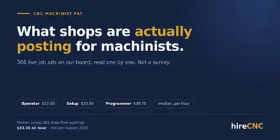 CNC machinist pay rates posted in live job ads by role and state